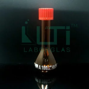 2640-AMBER GLASS VOLUMETRIC FLASK WITH GL THREAD, CLASS A, SERIALIZED WITH INDIVIDUAL CERTIFICATE ASTM E-288