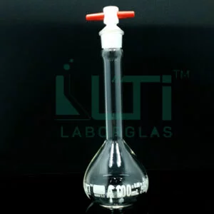 2690-CLEAR GLASS WIDE MOUTH HEAVY DUTY VOLUMETRIC FLASK WITH PTFE STOPPER, CLASS A, SERIALIZED WITH INDIVIDUAL CERTIFICATE ASTM E-288