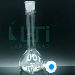 2700-CLEAR GLASS WIDE MOUTH HEAVY DUTY VOLUMETRIC FLASK WITH PE STOPPER, CLASS A, SERIALIZED WITH INDIVIDUAL CERTIFICATE ASTM E-288