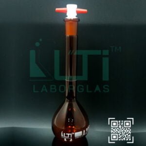 3015-AMBER GLASS, QR. CODED VOLUMETRIC FLASK WITH PTFE STOPPER, CLASS A, USP STANDARD WITH INDIVIDUAL CERTIFICATE