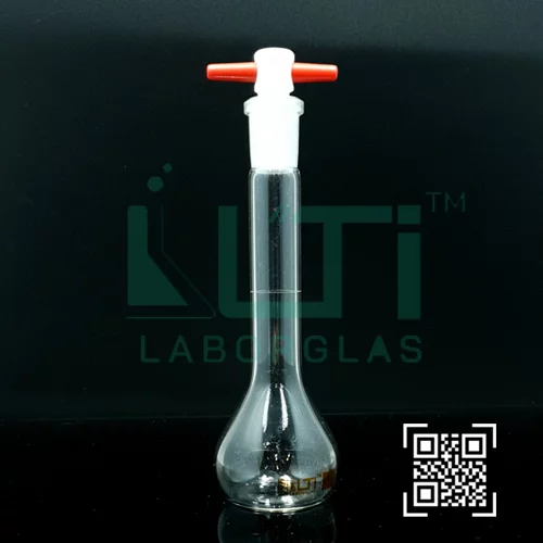 3045-CLEAR GLASS, QR. CODED VOLUMETRIC FLASK WITH PTFE STOPPER, CLASS A, USP STANDARD WITH INDIVIDUAL CERTIFICATE
