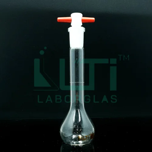 3110-CLEAR GLASS VOLUMETRIC FLASK WITH PTFE STOPPER, CLASS A, USP STANDARD WITH BATCH CERTIFICATE