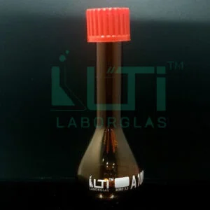 3121-AMBER, VOLUMETRIC FLASKS, CLASS A WITH GL THREAD, DIN/ISO