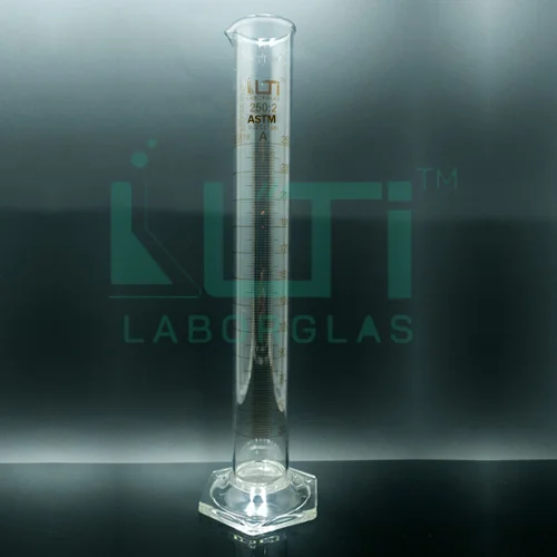 3630-CLEAR GLASS, Measuring Cylinder Graduated, Hex Base, Class A, serialized