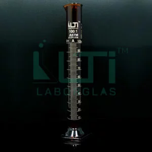 3670-AMBER GLASS, Measuring Cylinder Graduated Class A, Hex Base, Unserialized