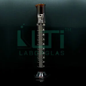 3680-AMBER GLASS, Measuring Cylinder Graduated, Hex Base, Class-B