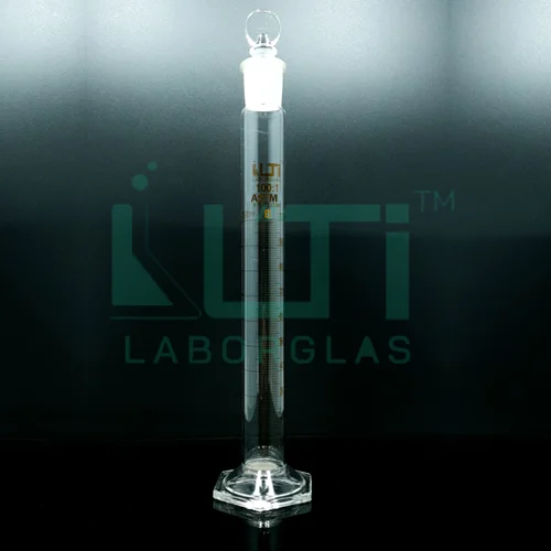 3870-Mixing Cylinder, Clear glass with Hexagonal base, Class B, Hex Base