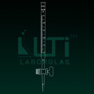 4130-ASTM, CLEAR GLASS, CLASS A BURETTE, SERIALISED AND CERTIFIED, STRAIGHT BORE GLASS KEY STOPCOCK