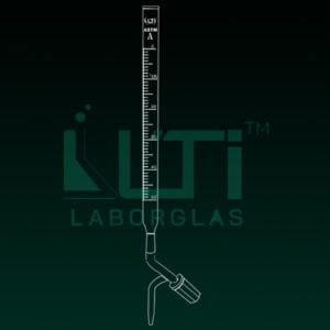 4170-ASTM, CLEAR GLASS, CLASS A BURETTE, SERIALISED AND CERTIFIED, STRAIGHT BORE NEEDLE VALVE KEY STOPCOCK