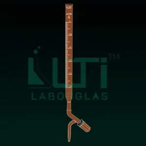 4300-ASTM, AMBER GLASS CLASS A BURETTE, UNSERIALISED with batch CERTIFIED, STRAIGHT BORE NEEDLE VALVE KEY STOPCOCK