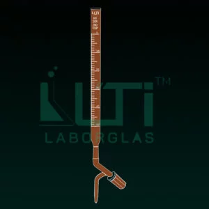 4350-AMBER GLASS BURETTE WITH PTFE NEEDLE VALVE STOPCOCK, CLASS AS WITH INDIVIDUAL CERTIFICATE, DIN/ISO, USP