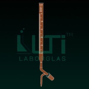 4360-AMBER GLASS BURETTE WITH PTFE NEEDLE VALVE STOPCOCK, CLASS AS WITH BATCH CERTIFICATE, DIN/ISO, USP