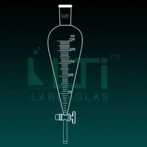 6870-Separating Funnel, Squibb shape, With Graduation, Solid Glass Stopcock, ISO