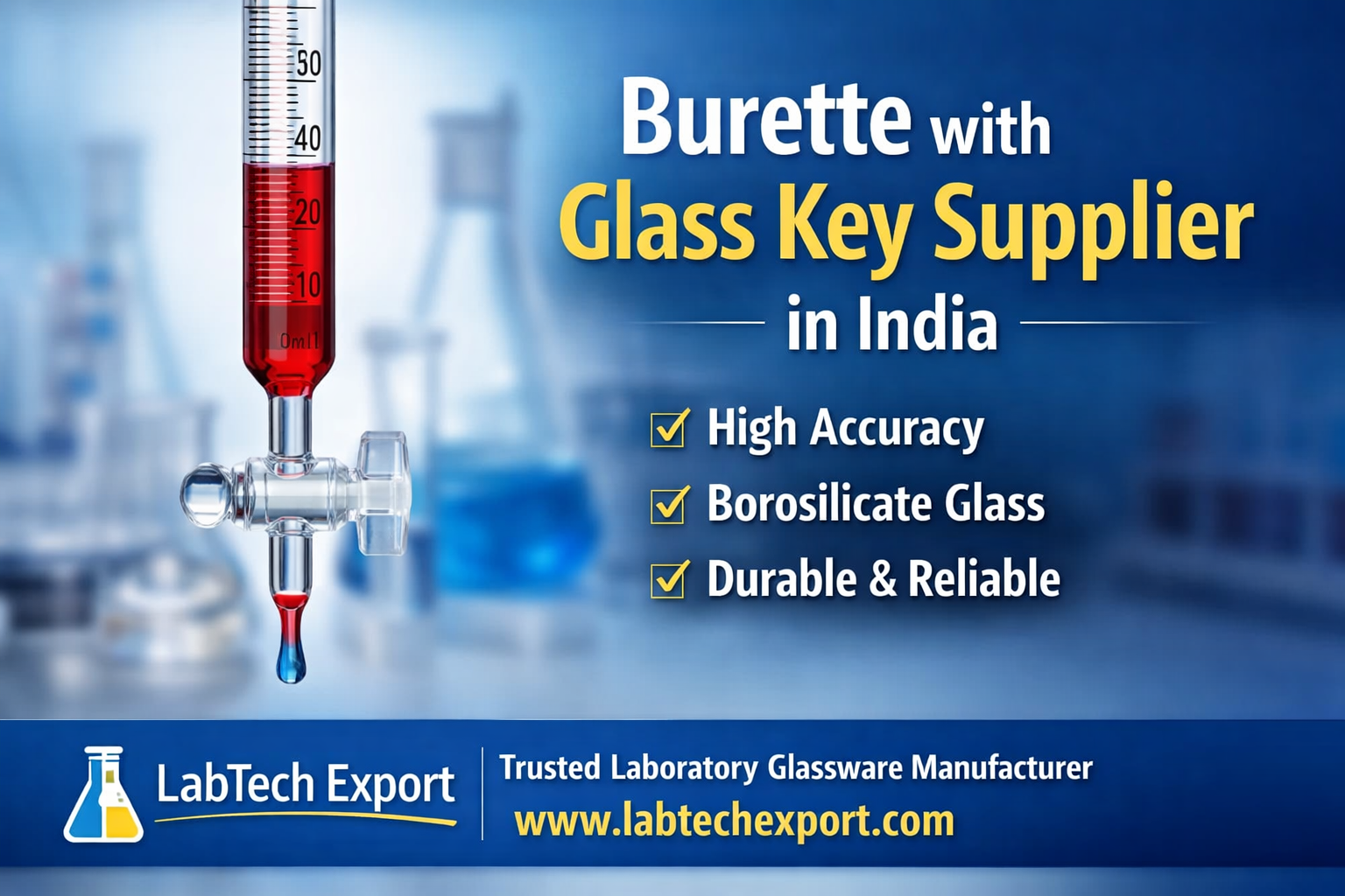Burette with Glass key supplier
