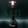 2660-AMBER GLASS WIDE MOUTH HEAVY DUTY VOLUMETRIC FLASK WITH PTFE STOPPER, CLASS A, SERIALIZED WITH INDIVIDUAL CERTIFICATE ASTM E-288