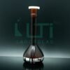 2670-AMBER GLASS WIDE MOUTH HEAVY DUTY VOLUMETRIC FLASK WITH PE STOPPER, CLASS A, SERIALIZED WITH INDIVIDUAL CERTIFICATE ASTM E-288