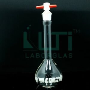 2690-CLEAR GLASS WIDE MOUTH HEAVY DUTY VOLUMETRIC FLASK WITH PTFE STOPPER, CLASS A, SERIALIZED WITH INDIVIDUAL CERTIFICATE ASTM E-288