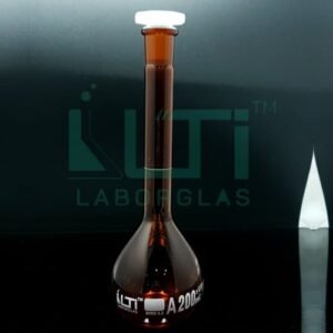 2730-AMBER GLASS VOLUMETRIC FLASK WITH POLYETHYLENE STOPPER, CLASS A, SERIALIZED WITH INDIVIDUAL CERTIFICATE ASTM E-288