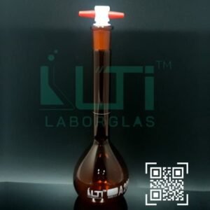2775-AMBER GLASS, QR. CODED VOLUMETRIC FLASK WITH PTFE STOPPER, CLASS A, UNSERIALIZED WITH BATCH CERTIFICATE ASTM E-288