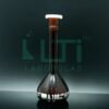 2850-AMBER GLASS WIDE MOUTH VOLUMETRIC FLASK WITH PE STOPPER, CLASS A, SERIALIZED WITH INDIVIDUAL CERTIFICATE ASTM E-288