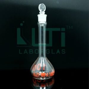 2860-CLEAR GLASS WIDE MOUTH VOLUMETRIC FLASK WITH SOLID GLASS STOPPER, CLASS A, SERIALIZED WITH INDIVIDUAL CERTIFICATE ASTM E-288