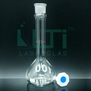 2880-CLEAR GLASS WIDE MOUTH VOLUMETRIC FLASK WITH PE STOPPER, CLASS A, SERIALIZED WITH INDIVIDUAL CERTIFICATE ASTM E-288
