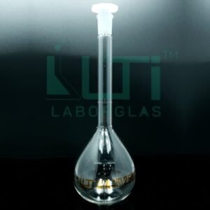 2940-CLEAR GLASS WIDE MOUTH VOLUMETRIC FLASK WITH PE STOPPER, CLASS A, SERIALIZED WITH INDIVIDUAL CERTIFICATE ASTM E-288