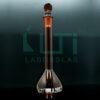 2945-AMBER GLASS, NARROW MOUTH VOLUMETRIC FLASK WITH SOLID GLASS STOPPER, CLASS A, UNSERIALIZED WITH BATCH CERTIFICATE ASTM E-288