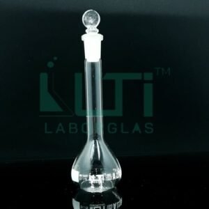 2980-CLEAR GLASS WIDE MOUTH VOLUMETRIC FLASK WITH SOLID GLASS STOPPER, CLASS A, SERIALIZED WITH INDIVIDUAL CERTIFICATE (USP)