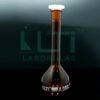 3090-AMBER GLASS VOLUMETRIC FLASK WITH PE STOPPER, CLASS A, USP STANDARD WITH BATCH CERTIFICATE