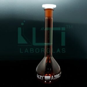 3090-AMBER GLASS VOLUMETRIC FLASK WITH PE STOPPER, CLASS A, USP STANDARD WITH BATCH CERTIFICATE