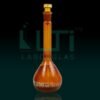 3190-AMBER GLASS, VOLUMETRIC FLASKS, CLASS-B, WITH HOLLOW GLASS STOPPER, DIN/ISO