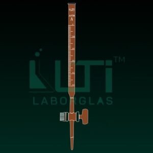 4250-ASTM, AMBER GLASS, CLASS A BURETTE, SERIALISED AND CERTIFIED, STRAIGHT BORE GLASS KEY STOPCOCK