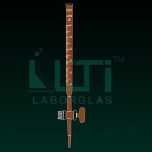 4260-ASTM, AMBER GLASS, CLASS A BURETTE, UNSERIALISED with batch certified, STRAIGHT BORE GLASS KEY STOPCOCK