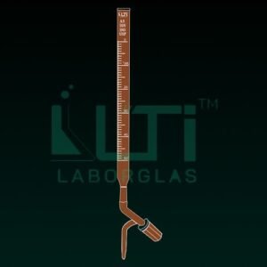 4360-AMBER GLASS BURETTE WITH PTFE NEEDLE VALVE STOPCOCK, CLASS AS WITH BATCH CERTIFICATE, DIN/ISO, USP